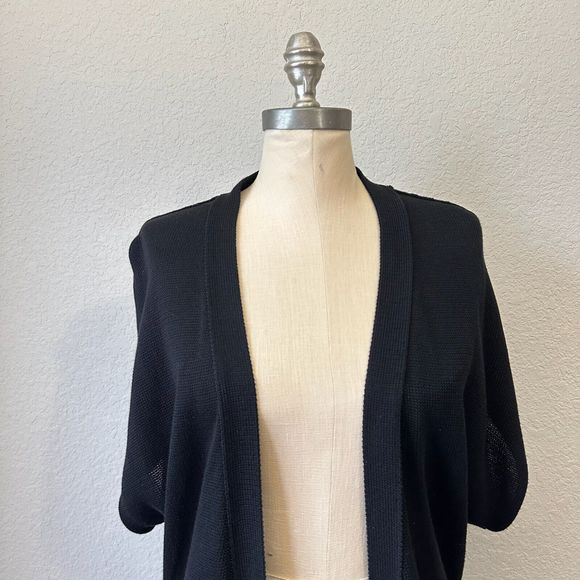 BROCHU WALKER Short Sleeve Knit Open Front Cardigan in Black #S210508 - Picture 2 of 10